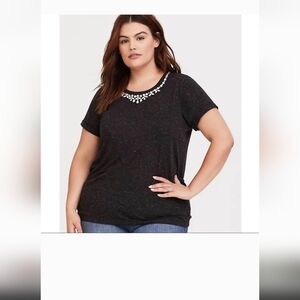 Torrid Black Tee with Jewel Neckline